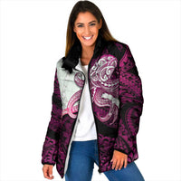Pink Galaxy Polynesia Tribal Octopus Tattoo Padded Jacket Pikake Lei Polynesian Pattern LT14 Women Pink - Polynesian Pride