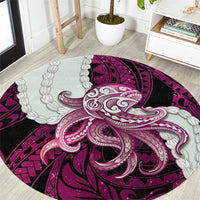 Pink Galaxy Polynesia Tribal Octopus Tattoo Round Carpet Pikake Lei Polynesian Pattern LT14 Pink - Polynesian Pride