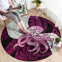Pink Galaxy Polynesia Tribal Octopus Tattoo Round Carpet Pikake Lei Polynesian Pattern LT14 - Polynesian Pride