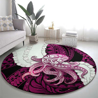 Pink Galaxy Polynesia Tribal Octopus Tattoo Round Carpet Pikake Lei Polynesian Pattern LT14 - Polynesian Pride
