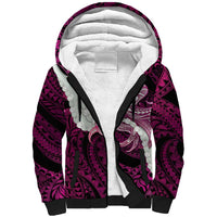 Pink Galaxy Polynesia Tribal Octopus Tattoo Sherpa Hoodie Pikake Lei Polynesian Pattern LT14 Unisex Pink - Polynesian Pride