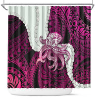 Pink Galaxy Polynesia Tribal Octopus Tattoo Shower Curtain Pikake Lei Polynesian Pattern LT14 Pink - Polynesian Pride