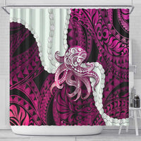 Pink Galaxy Polynesia Tribal Octopus Tattoo Shower Curtain Pikake Lei Polynesian Pattern LT14 - Polynesian Pride