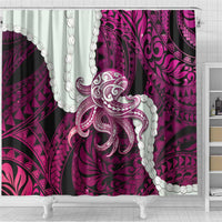 Pink Galaxy Polynesia Tribal Octopus Tattoo Shower Curtain Pikake Lei Polynesian Pattern LT14 - Polynesian Pride