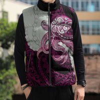 Pink Galaxy Polynesia Tribal Octopus Tattoo Sleeveless Puffer Jacket Pikake Lei Polynesian Pattern LT14 - Polynesian Pride