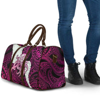 Pink Galaxy Polynesia Tribal Octopus Tattoo Travel Bag Pikake Lei Polynesian Pattern