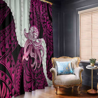 Pink Galaxy Polynesia Tribal Octopus Tattoo Window Curtain Pikake Lei Polynesian Pattern LT14 - Polynesian Pride