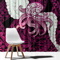 Pink Galaxy Polynesia Tribal Octopus Tattoo Window Curtain Pikake Lei Polynesian Pattern LT14 - Polynesian Pride