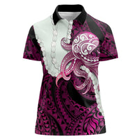 Pink Galaxy Polynesia Tribal Octopus Tattoo Women Polo Shirt Pikake Lei Polynesian Pattern LT14 Female Pink - Polynesian Pride