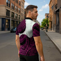Pink Galaxy Polynesia Tribal Octopus Tattoo Zipper Polo Shirt Pikake Lei Polynesian Pattern LT14 - Polynesian Pride