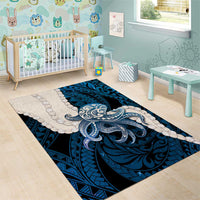 Blue Galaxy Polynesia Tribal Octopus Tattoo Area Rug Pikake Lei Polynesian Pattern