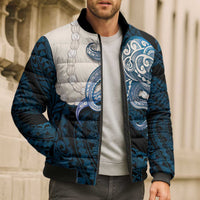 Blue Galaxy Polynesia Tribal Octopus Tattoo Bomber Puffer Jacket Pikake Lei Polynesian Pattern LT14 - Polynesian Pride