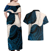 Blue Galaxy Polynesia Tribal Octopus Tattoo Couples Matching Off Shoulder Maxi Dress and Hawaiian Shirt Pikake Lei Polynesian Pattern LT14 - Polynesian Pride