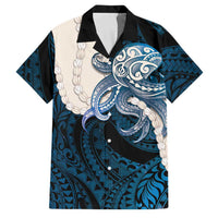 Blue Galaxy Polynesia Tribal Octopus Tattoo Family Matching Off Shoulder Maxi Dress and Hawaiian Shirt Pikake Lei Polynesian Pattern