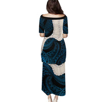 Blue Galaxy Polynesia Tribal Octopus Tattoo Family Matching Puletasi and Hawaiian Shirt Pikake Lei Polynesian Pattern