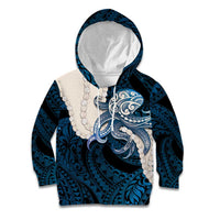 Blue Galaxy Polynesia Tribal Octopus Tattoo Kid Hoodie Pikake Lei Polynesian Pattern LT14 Hoodie Blue - Polynesian Pride