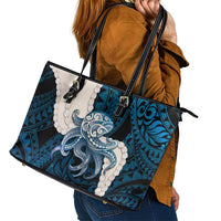 Blue Galaxy Polynesia Tribal Octopus Tattoo Leather Tote Bag Pikake Lei Polynesian Pattern LT14 - Polynesian Pride