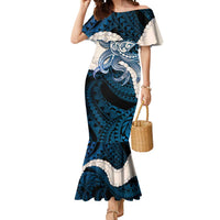 Blue Galaxy Polynesia Tribal Octopus Tattoo Mermaid Dress Pikake Lei Polynesian Pattern LT14 Women Blue - Polynesian Pride