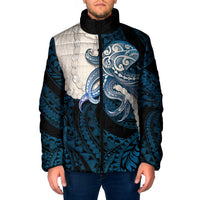Blue Galaxy Polynesia Tribal Octopus Tattoo Padded Jacket Pikake Lei Polynesian Pattern LT14 Men Blue - Polynesian Pride