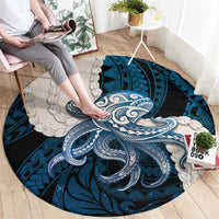 Blue Galaxy Polynesia Tribal Octopus Tattoo Round Carpet Pikake Lei Polynesian Pattern LT14 - Polynesian Pride