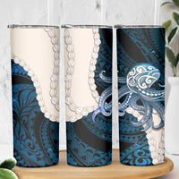 Blue Galaxy Polynesia Tribal Octopus Tattoo Skinny Tumbler Pikake Lei Polynesian Pattern LT14 - Polynesian Pride