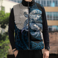 Blue Galaxy Polynesia Tribal Octopus Tattoo Sleeveless Puffer Jacket Pikake Lei Polynesian Pattern LT14 - Polynesian Pride