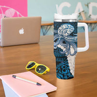 Blue Galaxy Polynesia Tribal Octopus Tattoo Tumbler With Handle Pikake Lei Polynesian Pattern LT14 - Polynesian Pride