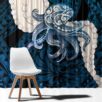 Blue Galaxy Polynesia Tribal Octopus Tattoo Window Curtain Pikake Lei Polynesian Pattern LT14 - Polynesian Pride