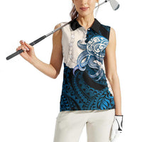 Blue Galaxy Polynesia Tribal Octopus Tattoo Women Sleeveless Polo Shirt Pikake Lei Polynesian Pattern LT14 - Polynesian Pride