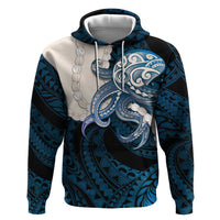 Blue Galaxy Polynesia Tribal Octopus Tattoo Zip Hoodie Pikake Lei Polynesian Pattern LT14 Pullover Hoodie Blue - Polynesian Pride