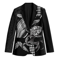 Kanaloa Aloha Hawaii Blazer Humpback Whale Octopus Tattoo Kakau Pattern LT14 Unisex Black - Polynesian Pride