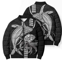 Kanaloa Aloha Hawaii Bomber Puffer Jacket Humpback Whale Octopus Tattoo Kakau Pattern LT14 - Polynesian Pride