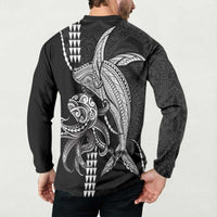 Kanaloa Aloha Hawaii Button Sweatshirt Humpback Whale Octopus Tattoo Kakau Pattern LT14 - Polynesian Pride
