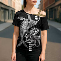 Kanaloa Aloha Hawaii Cross Shoulder Shirt Humpback Whale Octopus Tattoo Kakau Pattern LT14 - Polynesian Pride