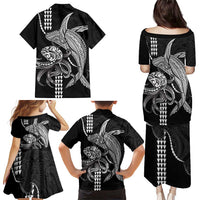 Kanaloa Aloha Hawaii Family Matching Puletasi and Hawaiian Shirt Humpback Whale Octopus Tattoo Kakau Pattern
