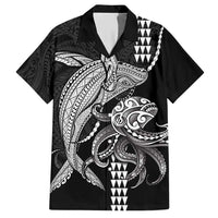 Kanaloa Aloha Hawaii Hawaiian Shirt Humpback Whale Octopus Tattoo Kakau Pattern LT14 Black - Polynesian Pride