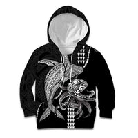 Kanaloa Aloha Hawaii Kid Hoodie Humpback Whale Octopus Tattoo Kakau Pattern LT14 Hoodie Black - Polynesian Pride