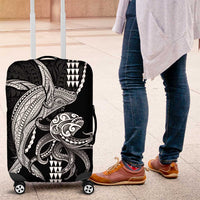 Kanaloa Aloha Hawaii Luggage Cover Humpback Whale Octopus Tattoo Kakau Pattern LT14 Black - Polynesian Pride