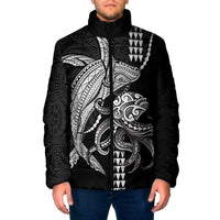 Kanaloa Aloha Hawaii Padded Jacket Humpback Whale Octopus Tattoo Kakau Pattern LT14 Men Black - Polynesian Pride