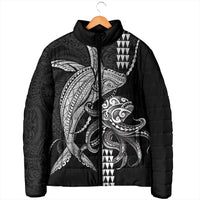 Kanaloa Aloha Hawaii Padded Jacket Humpback Whale Octopus Tattoo Kakau Pattern LT14 - Polynesian Pride