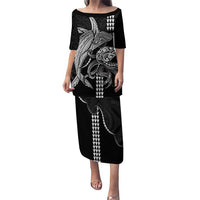 Kanaloa Aloha Hawaii Puletasi Humpback Whale Octopus Tattoo Kakau Pattern LT14 Long Dress Black - Polynesian Pride