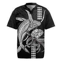 Kanaloa Aloha Hawaii Rugby Jersey Humpback Whale Octopus Tattoo Kakau Pattern LT14 Black - Polynesian Pride