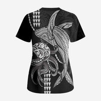 Kanaloa Aloha Hawaii Scrub Top Humpback Whale Octopus Tattoo Kakau Pattern LT14 - Polynesian Pride