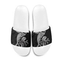 Kanaloa Aloha Hawaii Slide Sandals Humpback Whale Octopus Tattoo Kakau Pattern LT14 Black - Polynesian Pride