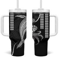 Kanaloa Aloha Hawaii Tumbler With Handle Humpback Whale Octopus Tattoo Kakau Pattern LT14 One Size: 40 oz Black - Polynesian Pride