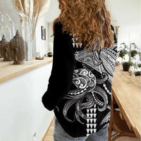 Kanaloa Aloha Hawaii Women Casual Shirt Humpback Whale Octopus Tattoo Kakau Pattern LT14 - Polynesian Pride