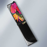 Personalised Hawaii Auto Sun Shade Humpback Whale Tattoo With Tropical Flowers Black LT14 - Polynesian Pride
