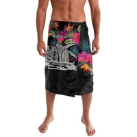 Personalised Hawaii Lavalava Humpback Whale Tattoo With Tropical Flowers Black LT14 Black - Polynesian Pride