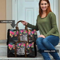 Personalised Hawaii Travel Bag Humpback Whale Tattoo With Tropical Flowers Black