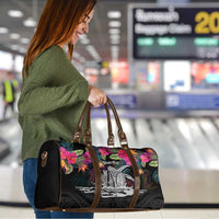 Personalised Hawaii Travel Bag Humpback Whale Tattoo With Tropical Flowers Black